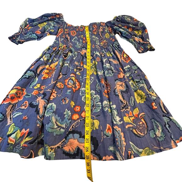 Velvet by Graham & Spencer Blue Floral Smocked  Mini Dress - Size L - Picture 8 of 13